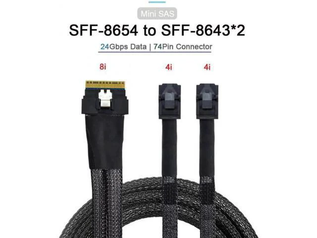 Alt view image 7 of 7 - SF-010 PCI-E Ultraport Slimline SAS Slim 4.0 SFF-8654 8i 74pin to Dua