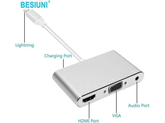 Alt view image 4 of 6 - lighting to hdmi vga audio adapter hdmi vga converter adapter USB Cable for Ipho