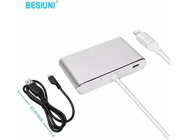 Alt view image 5 of 6 - lighting to hdmi vga audio adapter hdmi vga converter adapter USB Cable for Ipho
