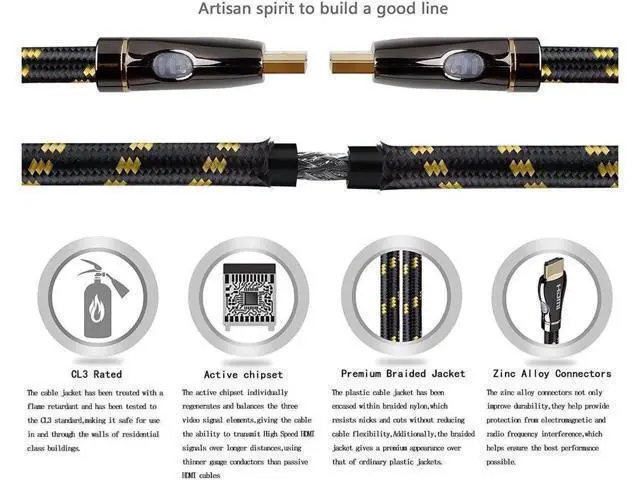 Alt view image 2 of 7 - 32.8ft HDMI A-A Male to Male Cable HDMI 2.0 Cable 3840×2160@60 Support HDCP 3D H