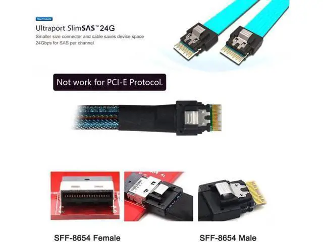 Alt view image 3 of 7 - SF-047 Slimline SAS 4.0 SFF-8654 4i 38pin Host to 4 SAS 29pin SFF-848