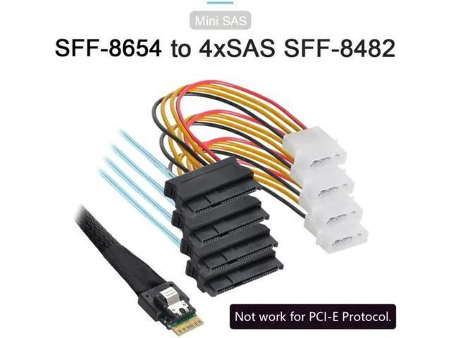Alt view image 5 of 7 - SF-047 Slimline SAS 4.0 SFF-8654 4i 38pin Host to 4 SAS 29pin SFF-848