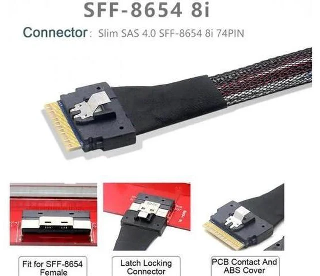 Alt view image 7 of 7 - PCI-E Ultraport Slimline SAS Slim 4.0 SFF-8654 8i 74pin to Dual Oculi