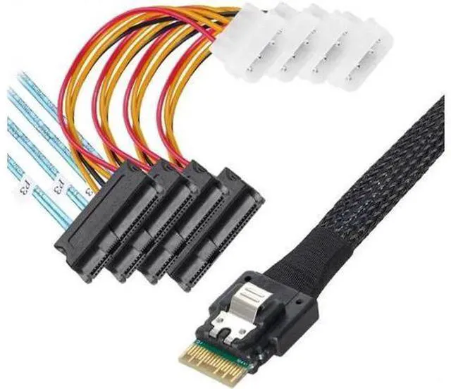 Main image of SF-047 Slimline SAS 4.0 SFF-8654 4i 38pin Host to 4 SAS 29pin SFF-848