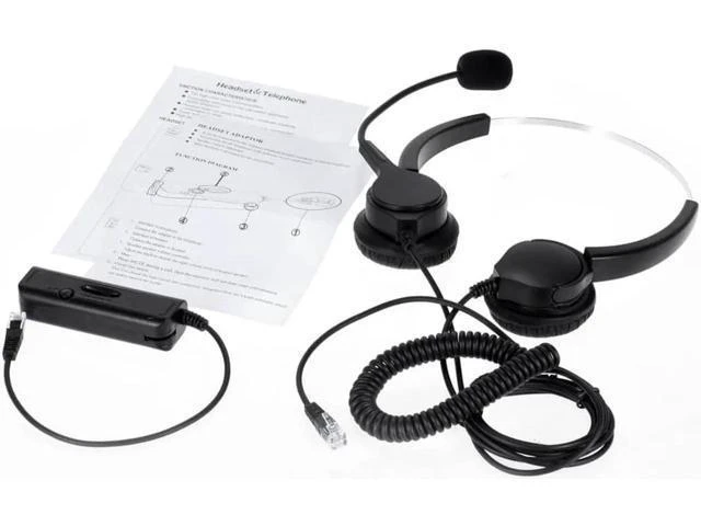 Alt view image 4 of 6 - Professional Telephone Headset Clear Voice Noise Cancellation Call Center Binaur