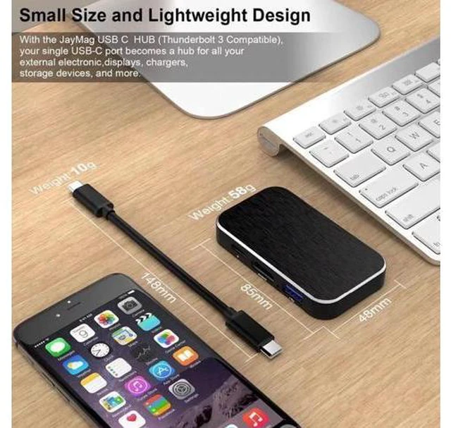 Alt view image 3 of 6 - 5-in-1 USB-C to HDMI 2.0 4K Hub adapter Thunderbolt 3 Type-C to HDMI 4K Hub for
