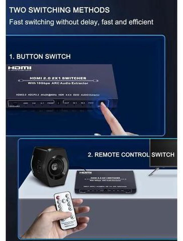 Alt view image 2 of 7 - Extractor & HDMI Video Switch UHD HDMI to HDMI+Audio (SPDIF+LCH/RCH) Audio Split