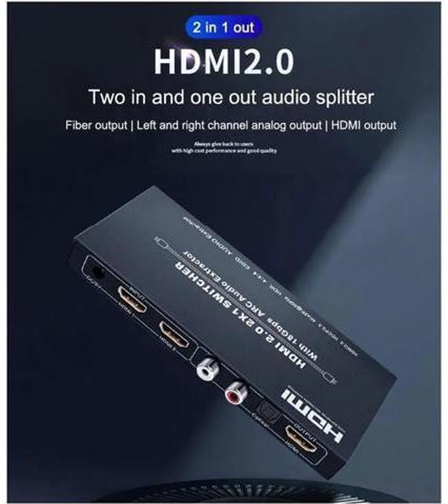 Alt view image 6 of 7 - Extractor & HDMI Video Switch UHD HDMI to HDMI+Audio (SPDIF+LCH/RCH) Audio Split