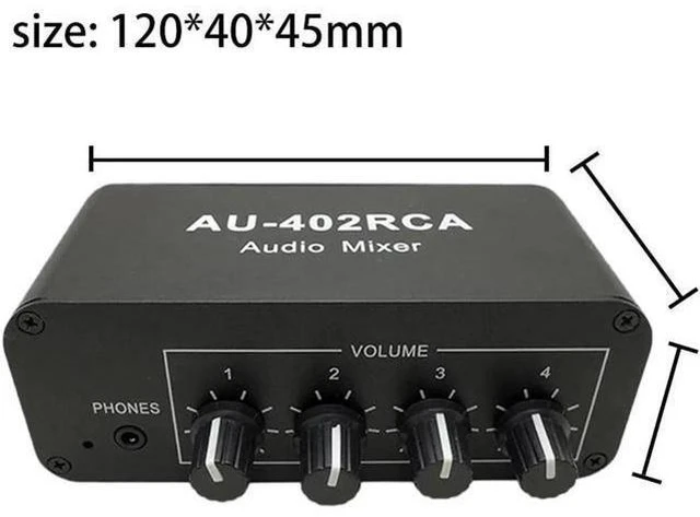 Alt view image 4 of 4 - Multi-Source RCA Mixer Stereo Audio Reverberator Audio Switch Switcher 4 Input 2