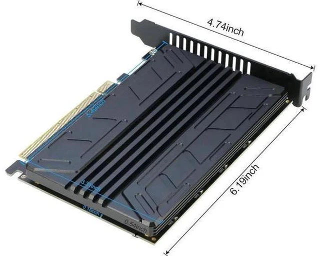Alt view image 6 of 6 - NVMe PCIe Adapter, RIITOP 4-Port NVMe to PCI-e 4.0/3.0 x16 Expand Controller Car