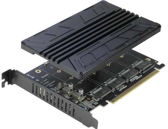 Main image of Quad NVMe PCIe Adapter, RIITOP 4-Port NVMe to PCI-e 4.0/3.0 x16 Expand Controlle