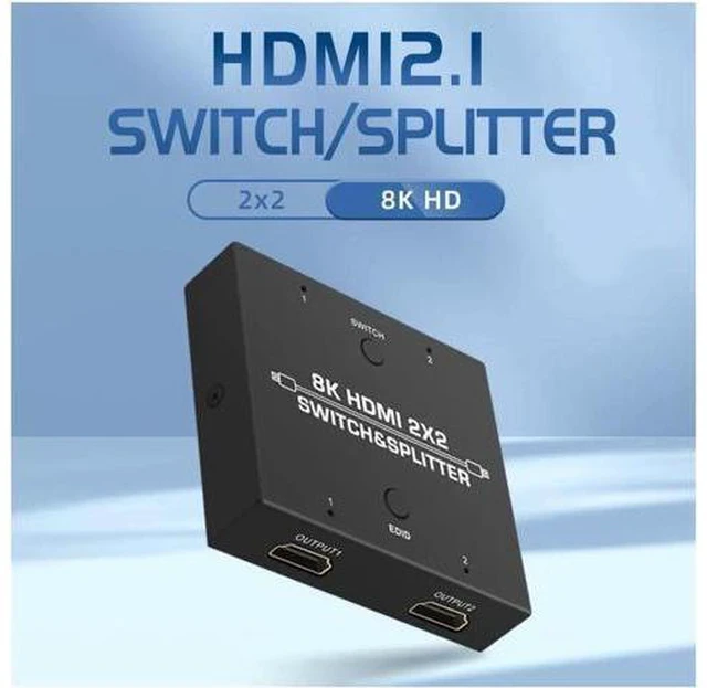 Alt view image 6 of 7 - 8K HDMI2.1 Switch & Splitter 2 In 2 Out Video Switcher 2*2 Video Matrix 8K@60Hz
