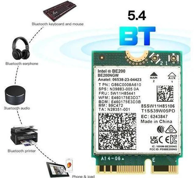 Alt view image 2 of 6 - New WiFi 7 Intel BE200 Wireless Wifi Card Bluetooth 5.4 Tri Band 2.4G/5G/6GHz 5.