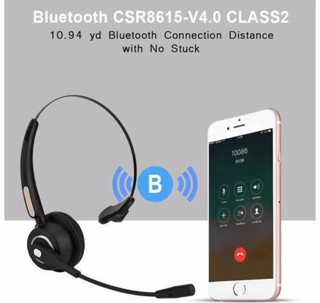 Alt view image 2 of 6 - Call Center Bluetooth Headset Wireless Over-the-Head Noise Canceling Headphones
