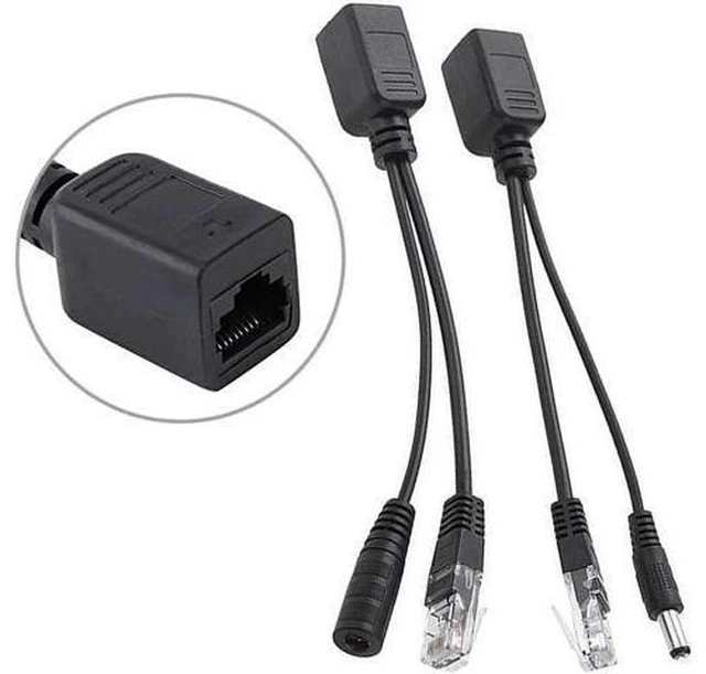 Alt view image 2 of 5 - 2Pcs RJ45 Power Over Ethernet LAN DC Male Passive PoE Adapter Injector Splitter
