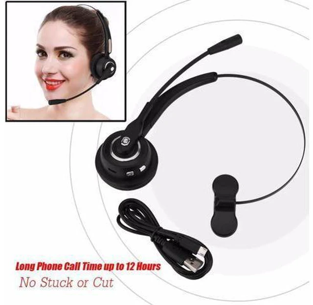 Alt view image 4 of 6 - Call Center Bluetooth Headset Wireless Over-the-Head Noise Canceling Headphones