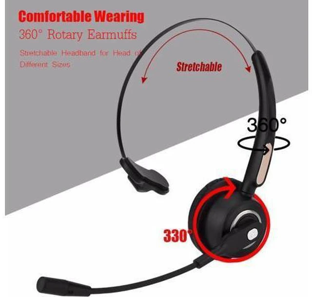 Alt view image 3 of 6 - Call Center Bluetooth Headset Wireless Over-the-Head Noise Canceling Headphones