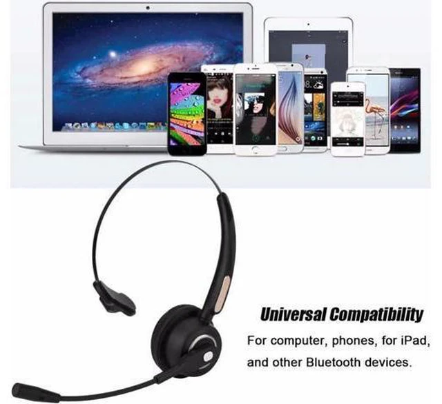 Alt view image 5 of 6 - Call Center Bluetooth Headset Wireless Over-the-Head Noise Canceling Headphones