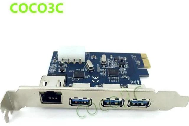 Main image of PCI-e to External 3 ports USB 3.0+ RJ45 Gigabit Ethernet Network card