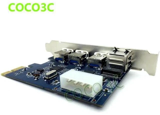 Alt view image 6 of 6 - PCI-e to External 3 ports USB 3.0+ RJ45 Gigabit Ethernet Network card