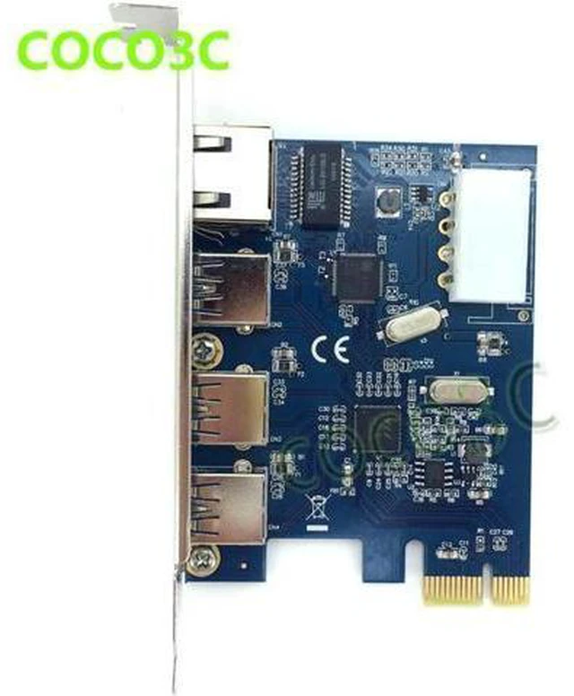 Alt view image 5 of 6 - PCI-e to External 3 ports USB 3.0+ RJ45 Gigabit Ethernet Network card