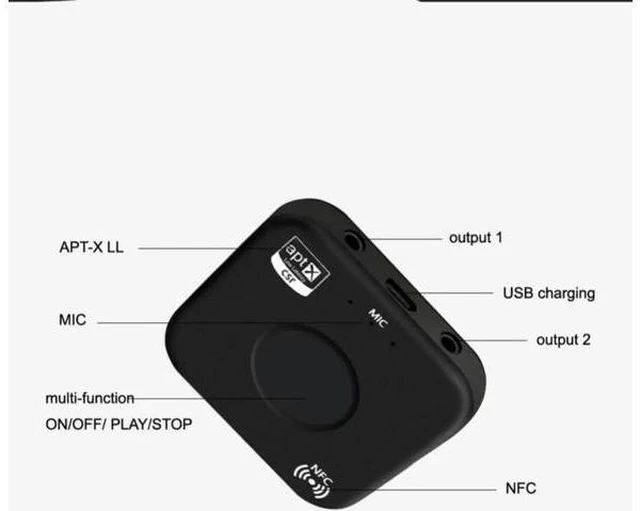 Alt view image 5 of 6 - Bluetooth Transmitter and Receiver Adapter 4.2 Audio APT-X NFC CVC6.0 Built-in M