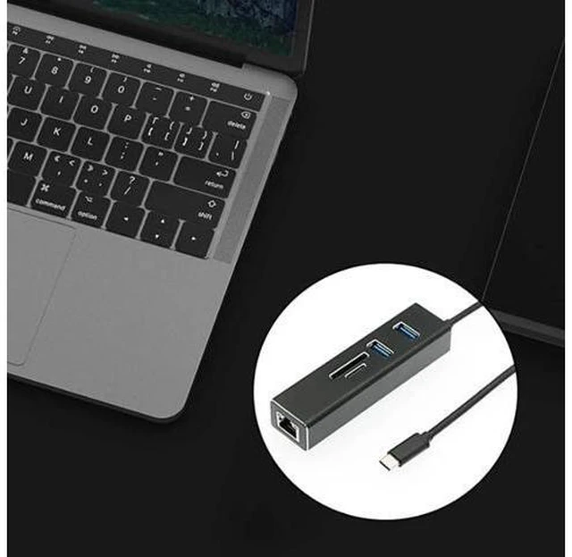 Alt view image 3 of 6 - 5 in 1 USB C Hub Multi-Function Type-C to USB3.0X2+RJ45 Gigabit Ether