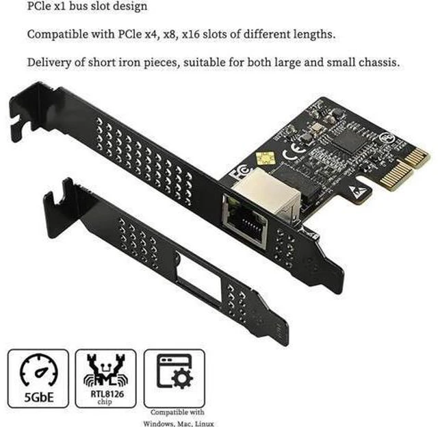 Alt view image 2 of 6 - IO-PCE8126-GLAN PCIe X1 to 1Port 5G RJ45 Net Work Card PXE Diskless B
