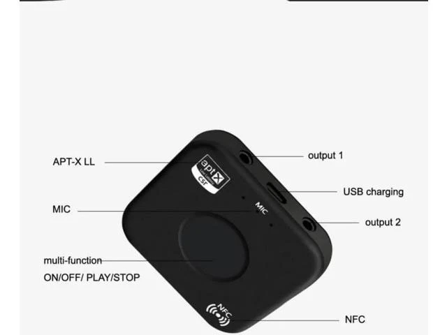 Alt view image 4 of 6 - Bluetooth Transmitter and Receiver Adapter Audio APT-X NFC CVC6.0 Built-in Micro