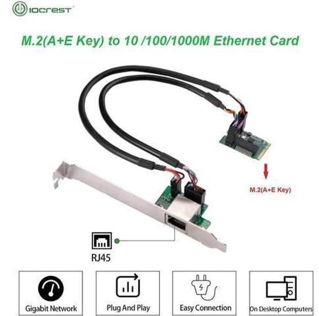 Main image of 22x30mm M.2 A Key and E Key to 1 Port 10/100/1000Mbps Gigabit Etherne