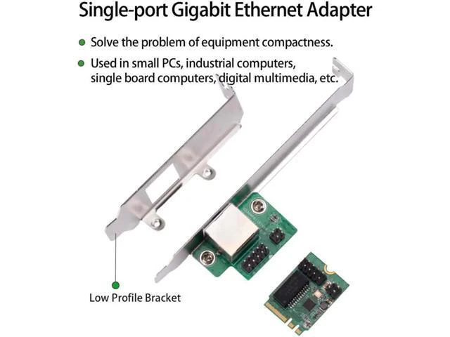 Alt view image 3 of 6 - 22x30mm M.2 A Key and E Key to 1 Port 10/100/1000Mbps Gigabit Etherne