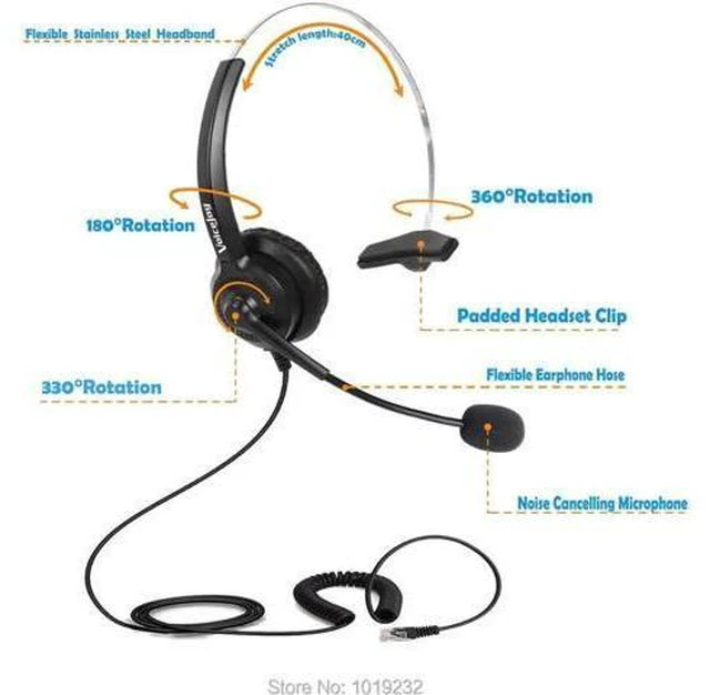 Alt view image 3 of 4 - RJ9 office headset call center desk phone RJ9 Headset Headphone With Microphone