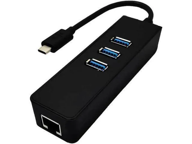 Alt view image 6 of 6 - 3 Port USB 3.0 Hub Gigabit Ethernet Adapter USB 3.1 Type C to RJ45 10