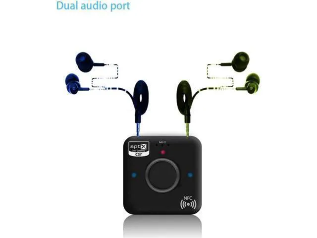 Alt view image 4 of 6 - Bluetooth Transmitter Receiver Adapter 3.5mm Audio APT-X NFC CVC6.0 Built-in Mic