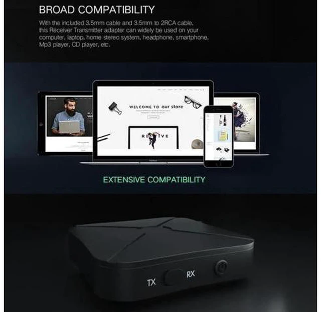 Alt view image 3 of 6 - 2 in 1 Bluetooth Transmitter 4.2 3.5mm AUX Wireless Audio Receiver Adapter for T