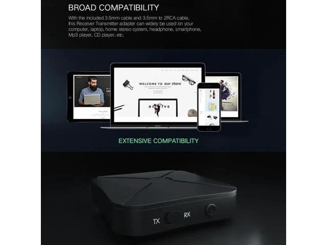 Alt view image 6 of 6 - 2 in 1 Bluetooth Transmitter 4.2 3.5mm AUX Wireless Audio Receiver Adapter for T