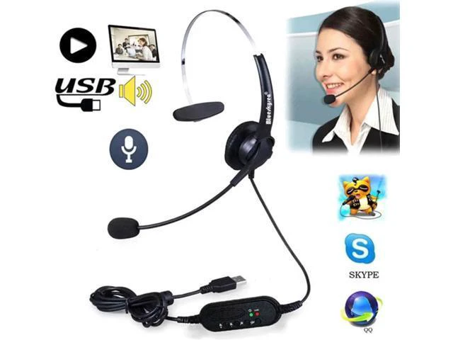 Alt view image 3 of 6 - Business USB Headset Hands headphones Rotatable Adjustable Earphone Call Center