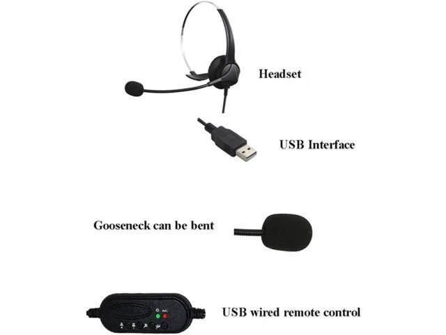Alt view image 4 of 6 - Business USB Headset Hands headphones Rotatable Adjustable Earphone Call Center