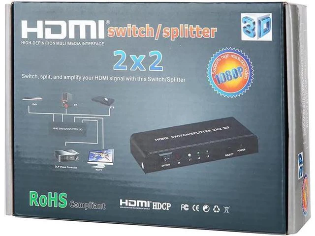 Alt view image 3 of 6 - V1.4 Switch 2X2 HDMI Switcher Splitter 2 in 2 out HDMI Switcher Video Audio Conv