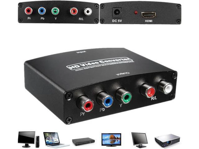 Alt view image 6 of 6 - 1080P HDMI to RGB Component 5 RCA YPbPr Video + R/L Audio Converter Adapter TV P