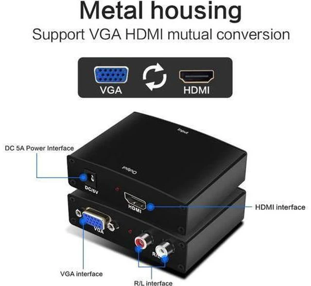 Alt view image 4 of 6 - Quality VGA to HDMI Output 1080P Cable Converter Adapter for HD Audio TV AV HDTV