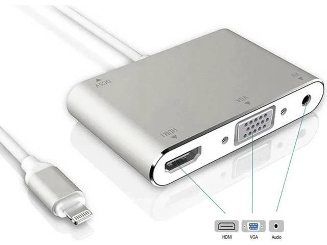Alt view image 4 of 6 - For Lightning to HDMI VGA Jack Audio TV Adapter Cable Converter For iPhone X iPh
