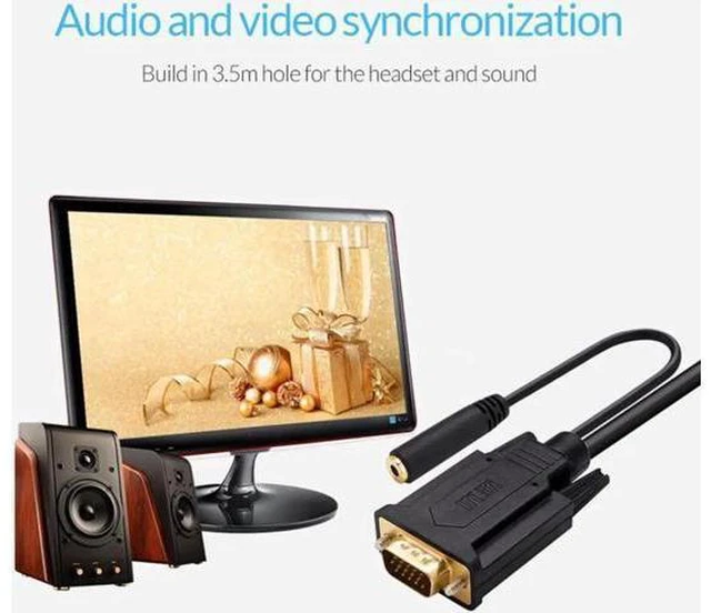 Alt view image 5 of 6 - HDMI to VGA Cable Adapter FHD 1080P@60H with 3.5mm jack Audio Cable for computer