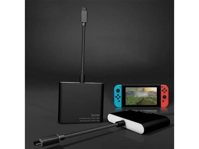 Alt view image 3 of 6 - HDMI Type-C TV Adapter Converter Base For Nintendo SH350 Switch CH Type C to HDM
