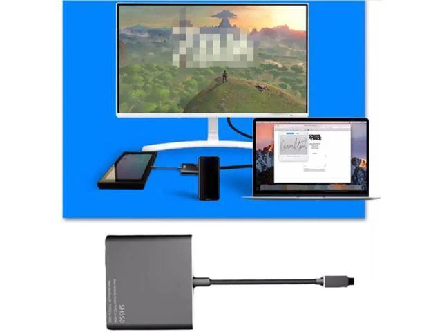 Alt view image 4 of 6 - HDMI Type-C TV Adapter Converter Base For Nintendo SH350 Switch CH Type C to HDM