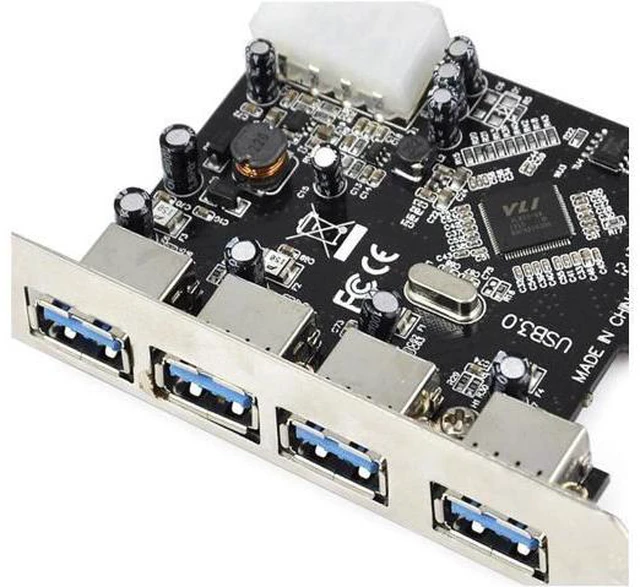 Alt view image 2 of 5 - 4 Ports USB 3.0 Pci-e Expansion Card PCIe PCI Express USB 3.0 HUB 4-Port Adapter