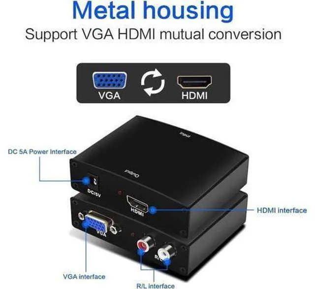 Alt view image 4 of 6 - TV AV HDTV PC Video Cable VGA2HDMI Converter Adapter Portable Plug and play VGA