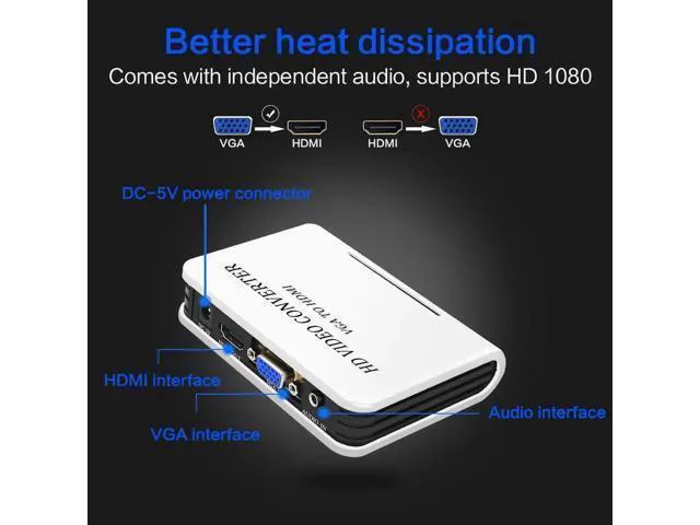 Alt view image 3 of 6 - TV AV HDTV PC Video Cable VGA2HDMI Converter Adapter Portable Plug and play VGA