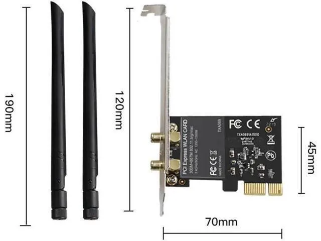 Alt view image 3 of 5 - Wireless Adapter Card 1300Mbps Dual Band 5.GHz/2.4GHz PCI Express Wi-Fi Network