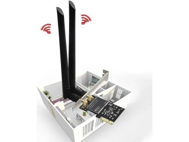Alt view image 2 of 5 - Wireless Adapter Card 1300Mbps Dual Band 5.GHz/2.4GHz PCI Express Wi-Fi Network
